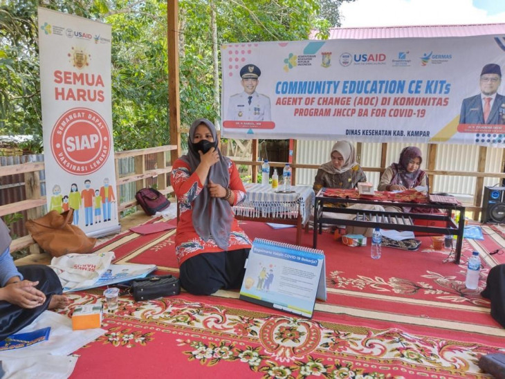 DINKES Kab.Kampar melalui UPTPuskesmas Pulau Gadang Laksanakan Pertemuan Community Edukation Covid19