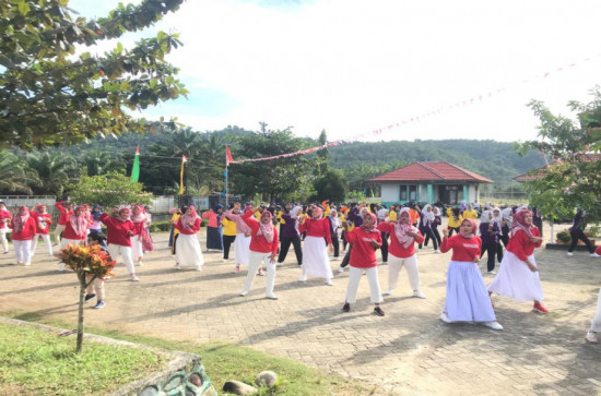 Meriahkan HUT RI ke 77, UPT Puskesmas Pulau Gadang Gelar Senam Germas dan Permainan Rakyat